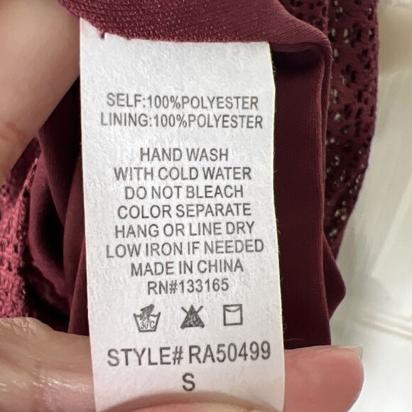 Altar’d State NWT Fit Flare Dress Small Burgundy Medallion Lace Sleeveless - Picture 6 of 9